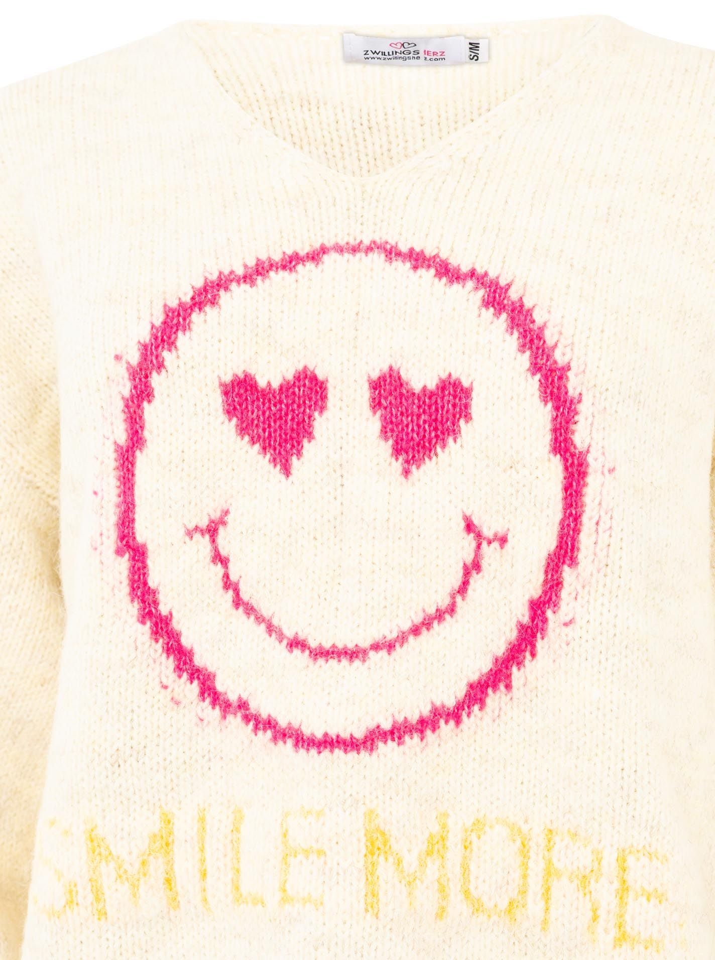 Zwillingsherz Pullover Wollmix Smile More - Hellbeige