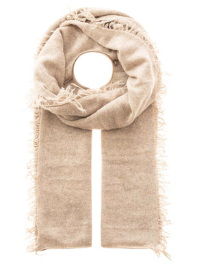 Zwillingsherz 100% Cashmere/Kaschmir Fransenschal - Mittelbeige
