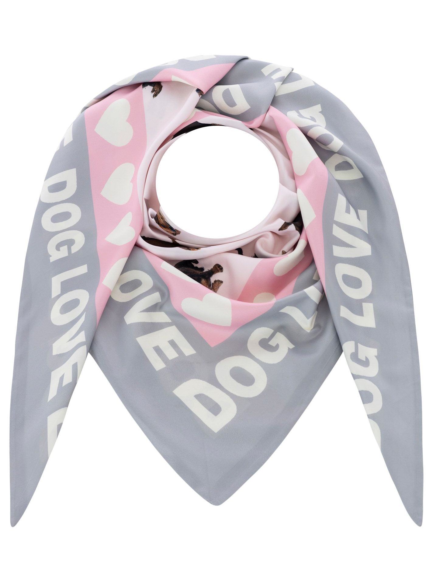 Zwillingsherz - Dreieckstuch Dog Love - Rosa