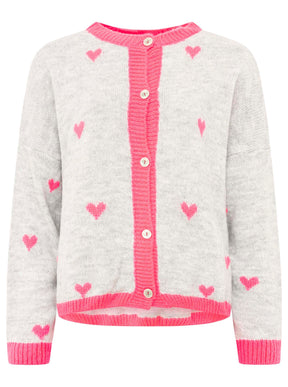 Zwillingsherz Weicher Mohair Cardigan Herz Strick - Grau/Pink