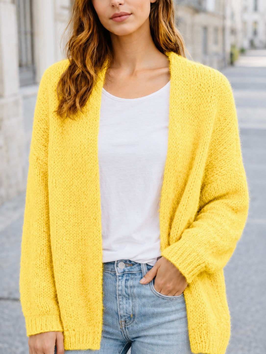 Cardigan in trendigem Neon Gelb