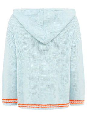 Oversize Strick Hoodie „Herz“ - Made in Italy - Blau