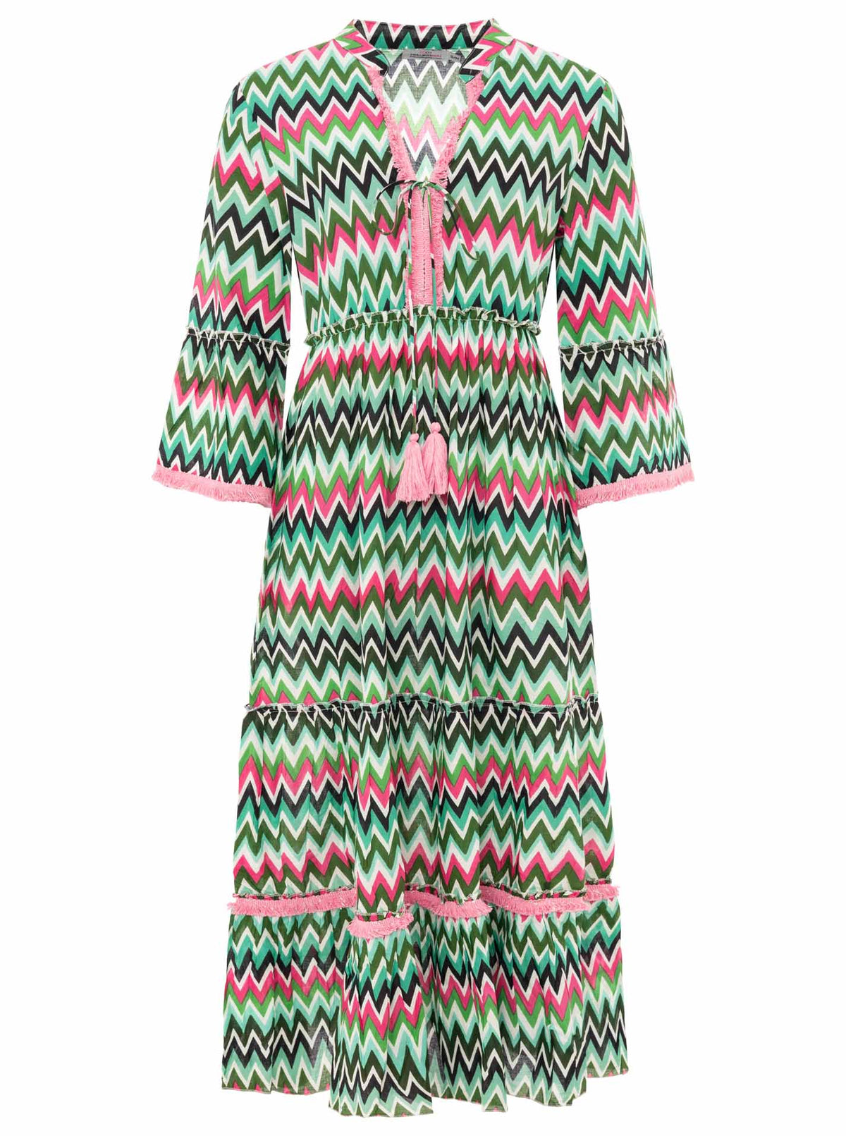 Zwillingsherz - Maxikleid "Zick Zack"- Grün