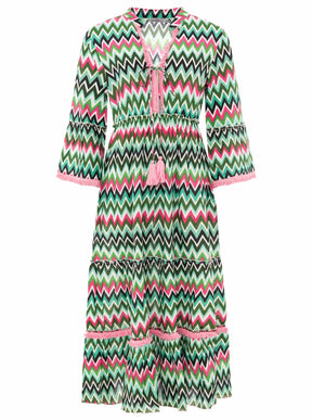 Zwillingsherz - Maxikleid "Zick Zack"- Grün