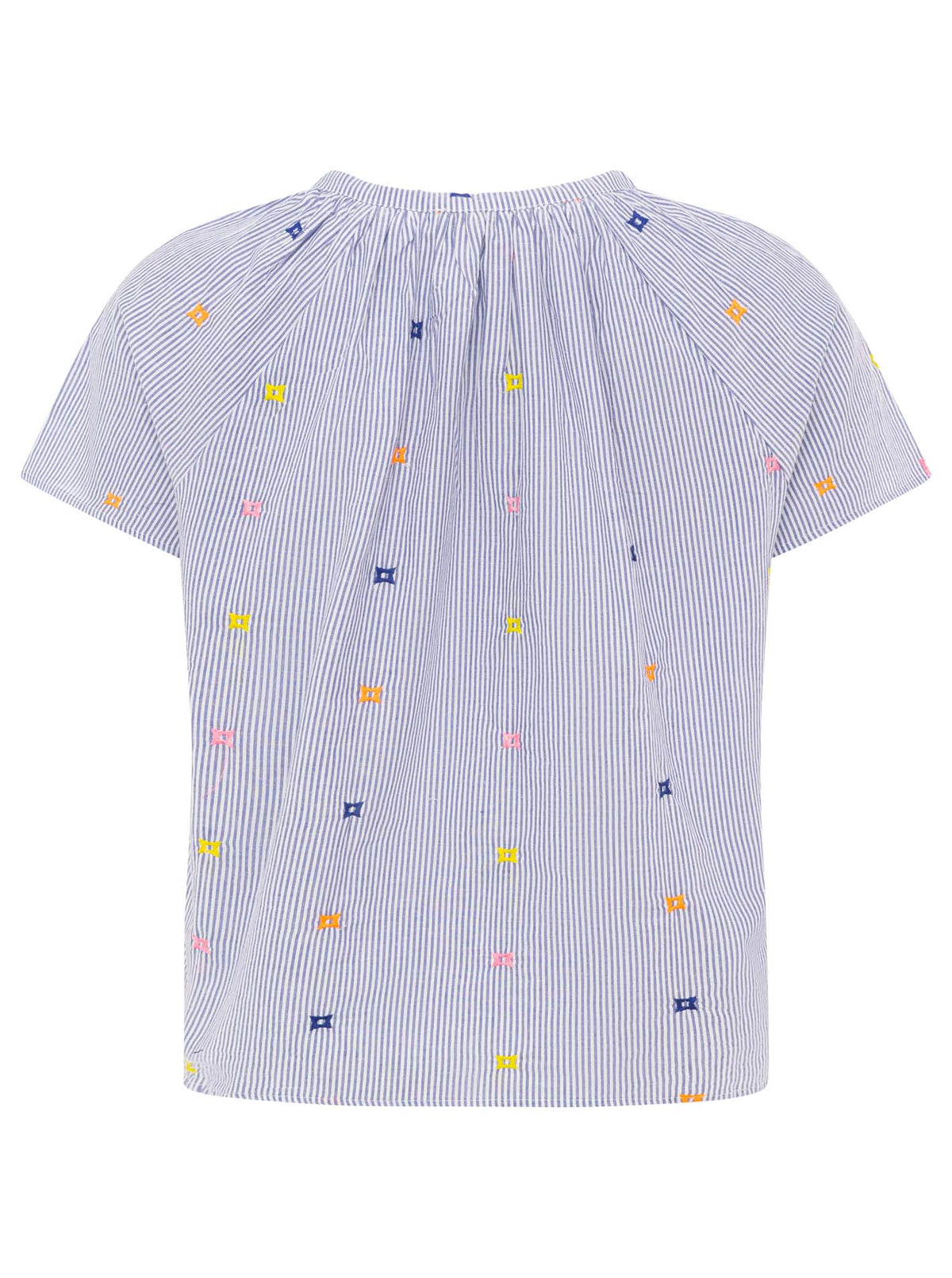 Zwillingsherz - Kurzarmbluse "Stripe & Stich Sterne" - Blau
