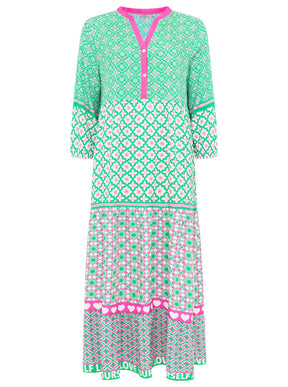 Zwillingsherz - Maxi Kleid Blumen Love Yourself  - Pink/Grün