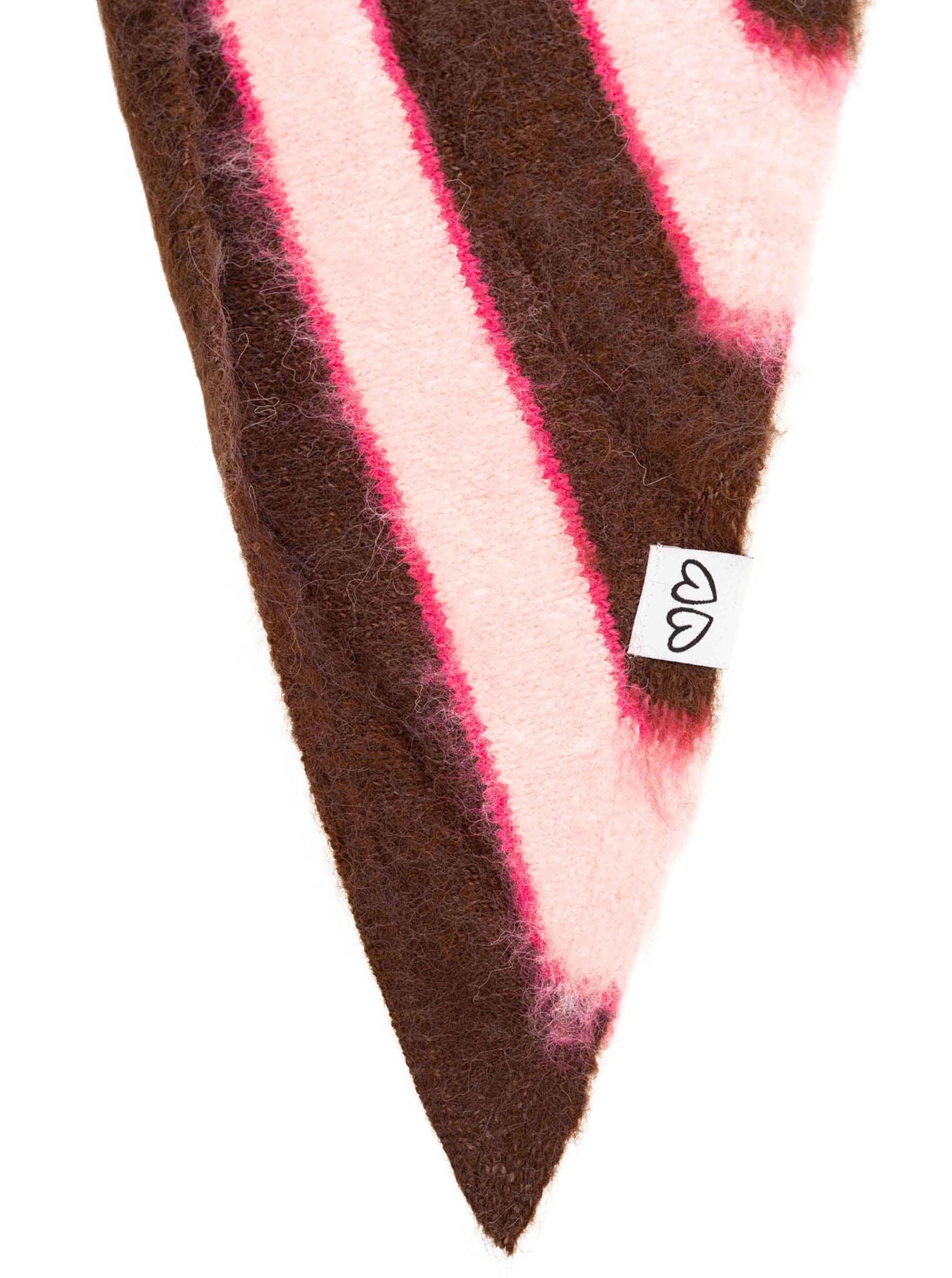 Zwillingsherz - Dreieckstuch Strick "Fluffy Stripe" - Braun