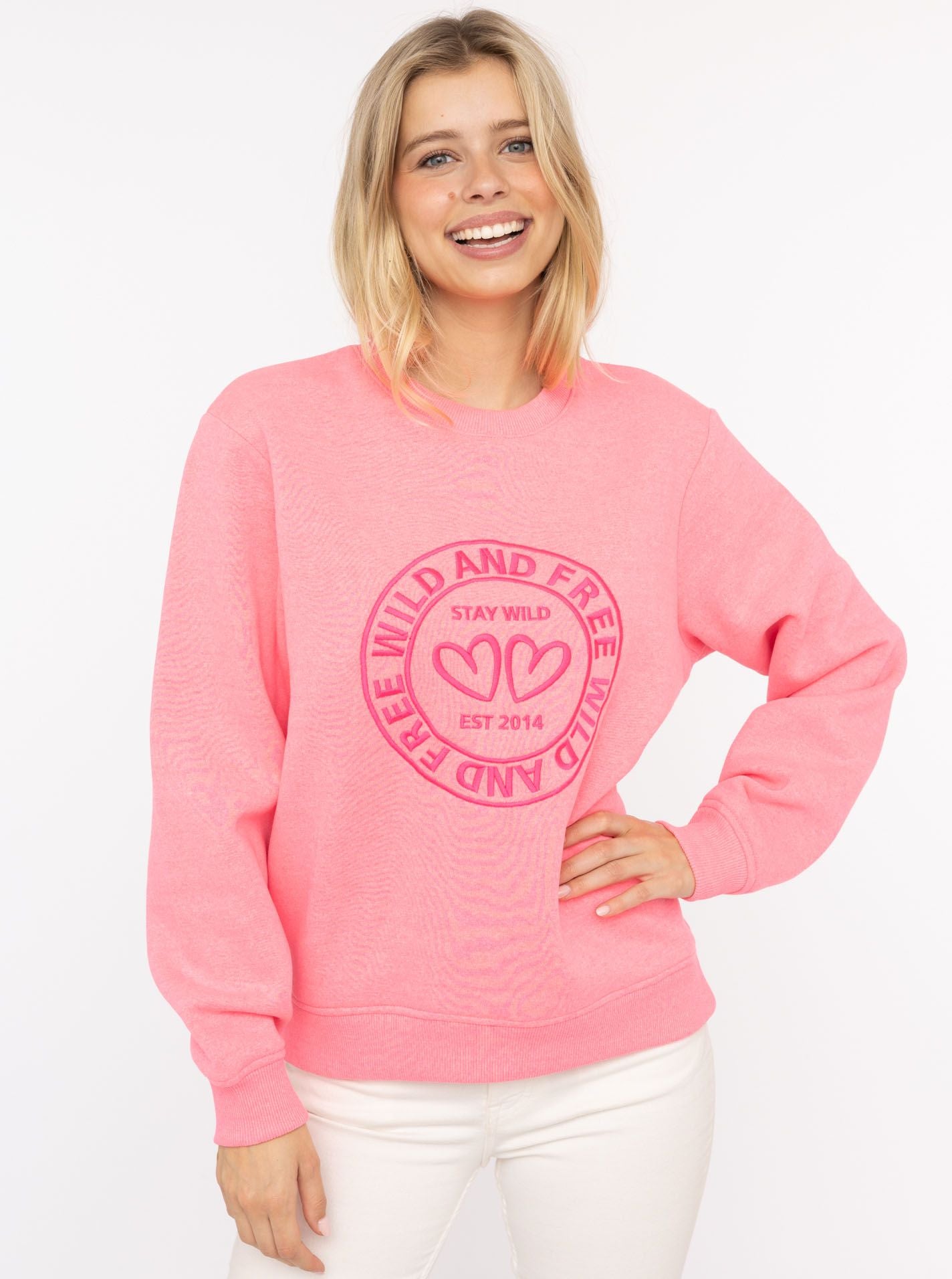 Zwillingsherz - Sweatshirt "Wild & Free" - Pink