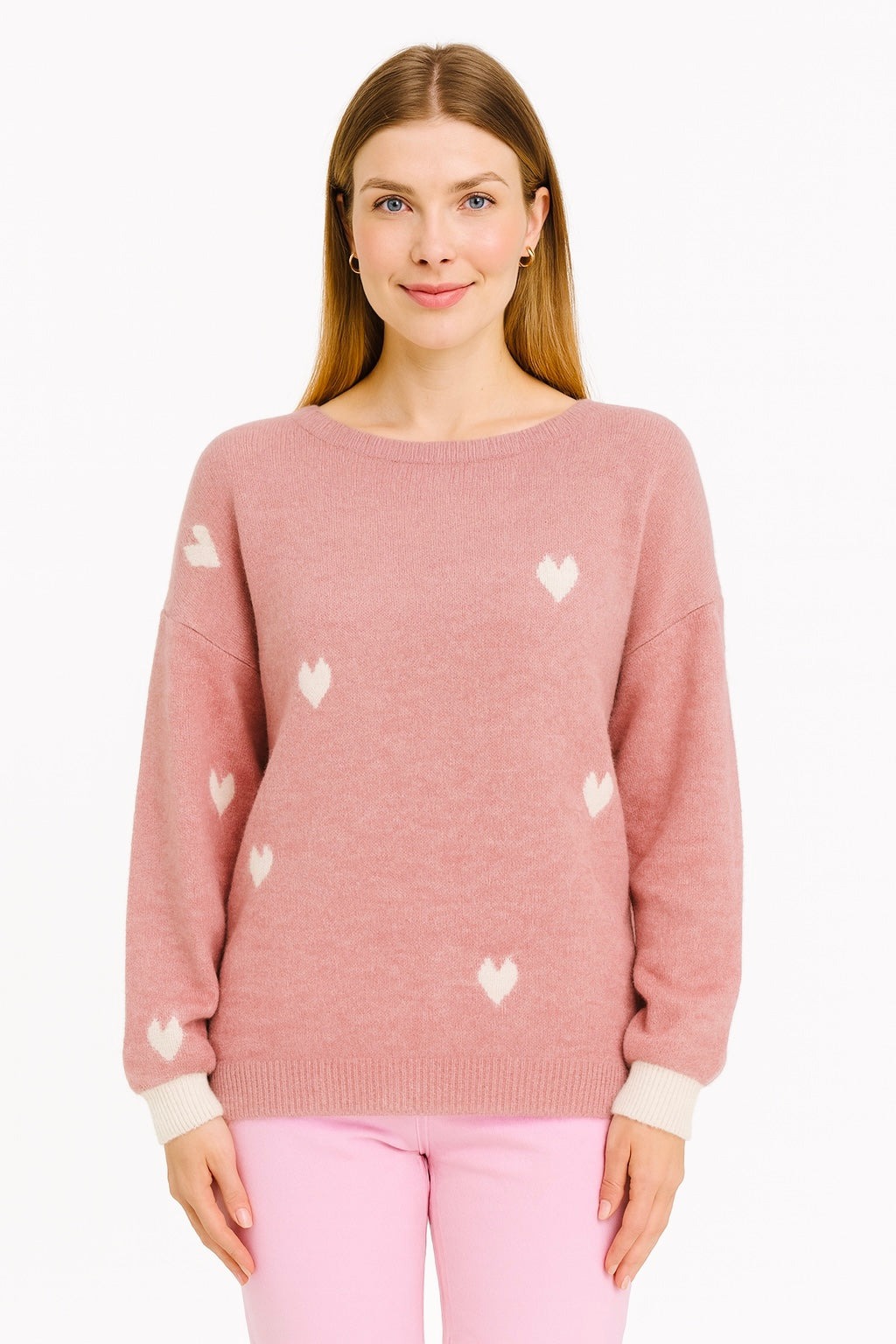Pullover "Herzen" - Altrosa