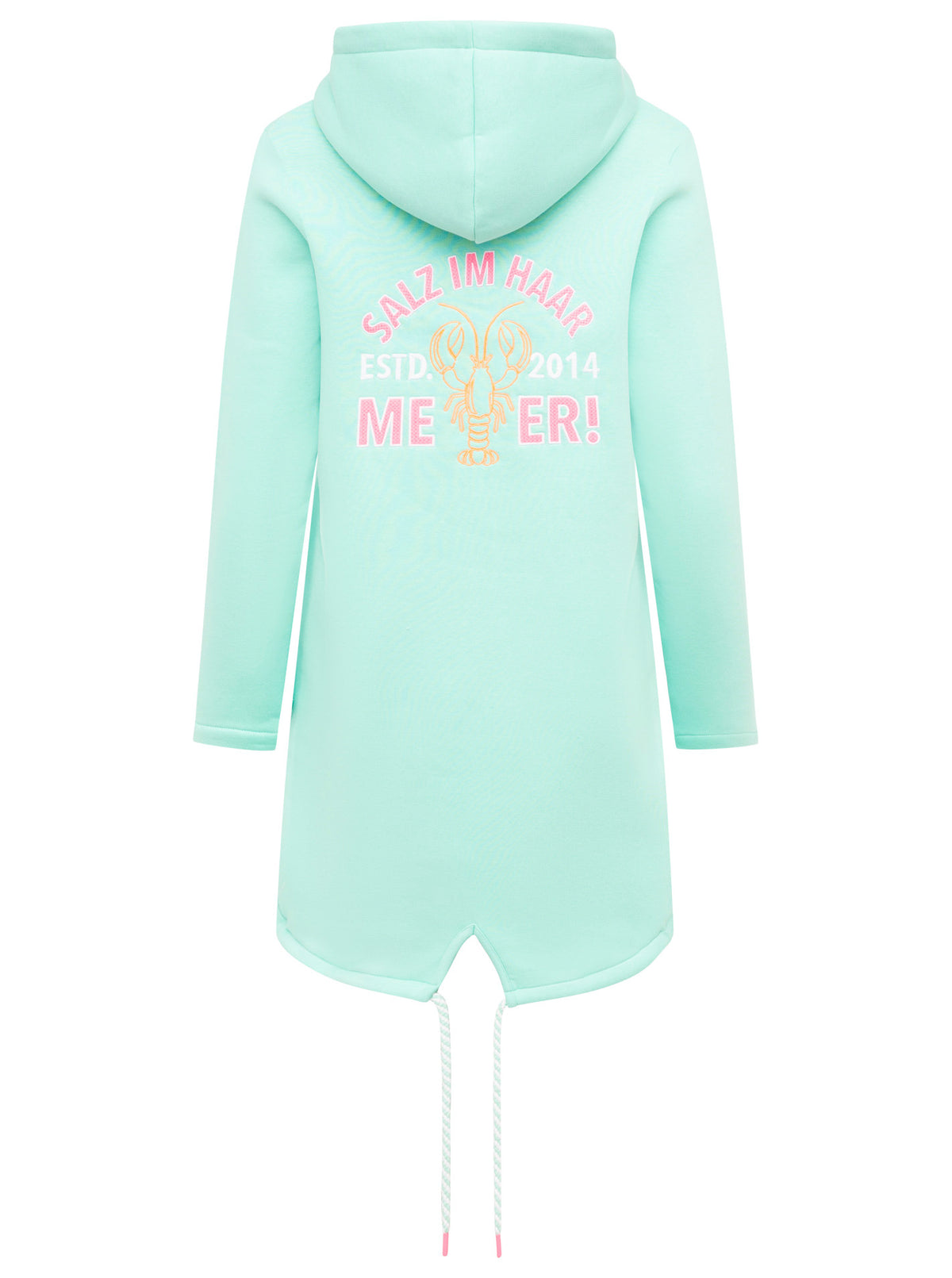 Zwillingsherz - Kapuzen-Sweatjacke / Hoodiemantel "Moin Meer Küste" - Mint/Pink (NEU)