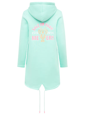 Zwillingsherz - Kapuzen-Sweatjacke / Hoodiemantel "Moin Meer Küste" - Mint/Pink (NEU)