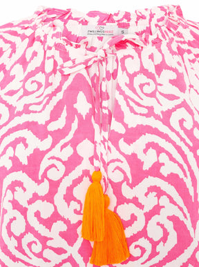 Zwillingsherz - Langarmbluse Ornamente- Pink/Orange