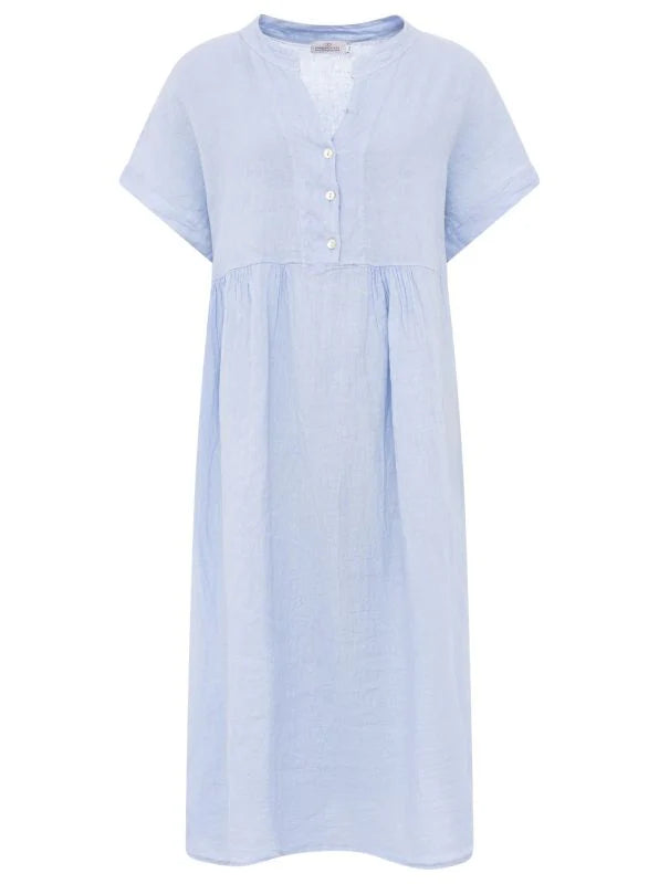 Zwillingsherz 100% Leinen Maxikleid mit Knöpfen - Blau