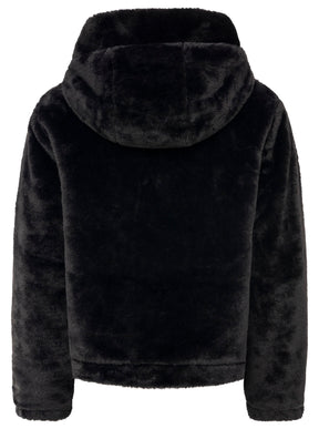Zwillingsherz Teddy Plüsch Jacke - Schwarz
