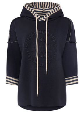 Zwillingsherz Doubleface Hoodie "Moin & Streifen" - Dunkelblau