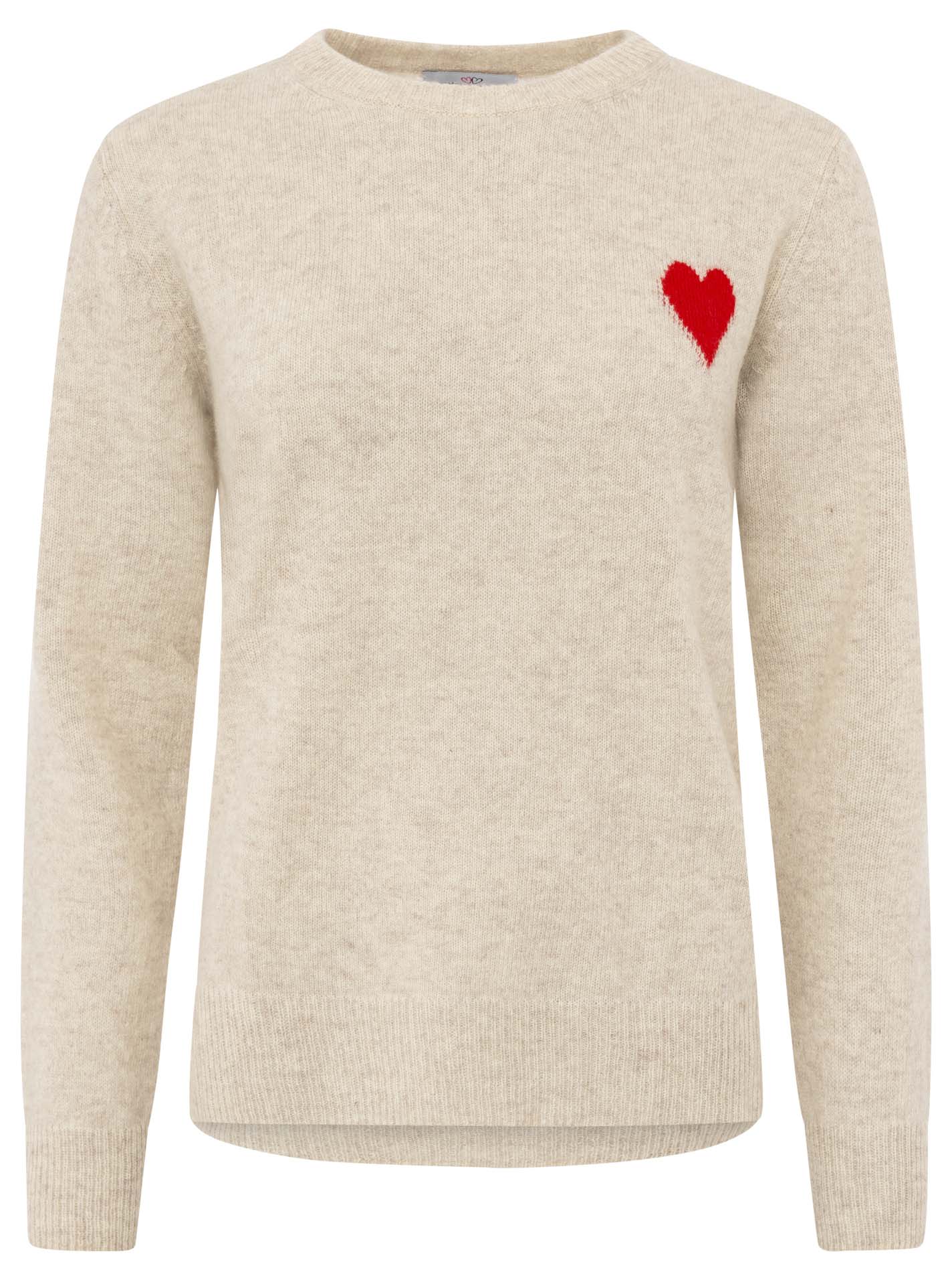 Zwillingsherz 100% Kaschmir / Cashmere Pullover Herzchen - Hellbeige