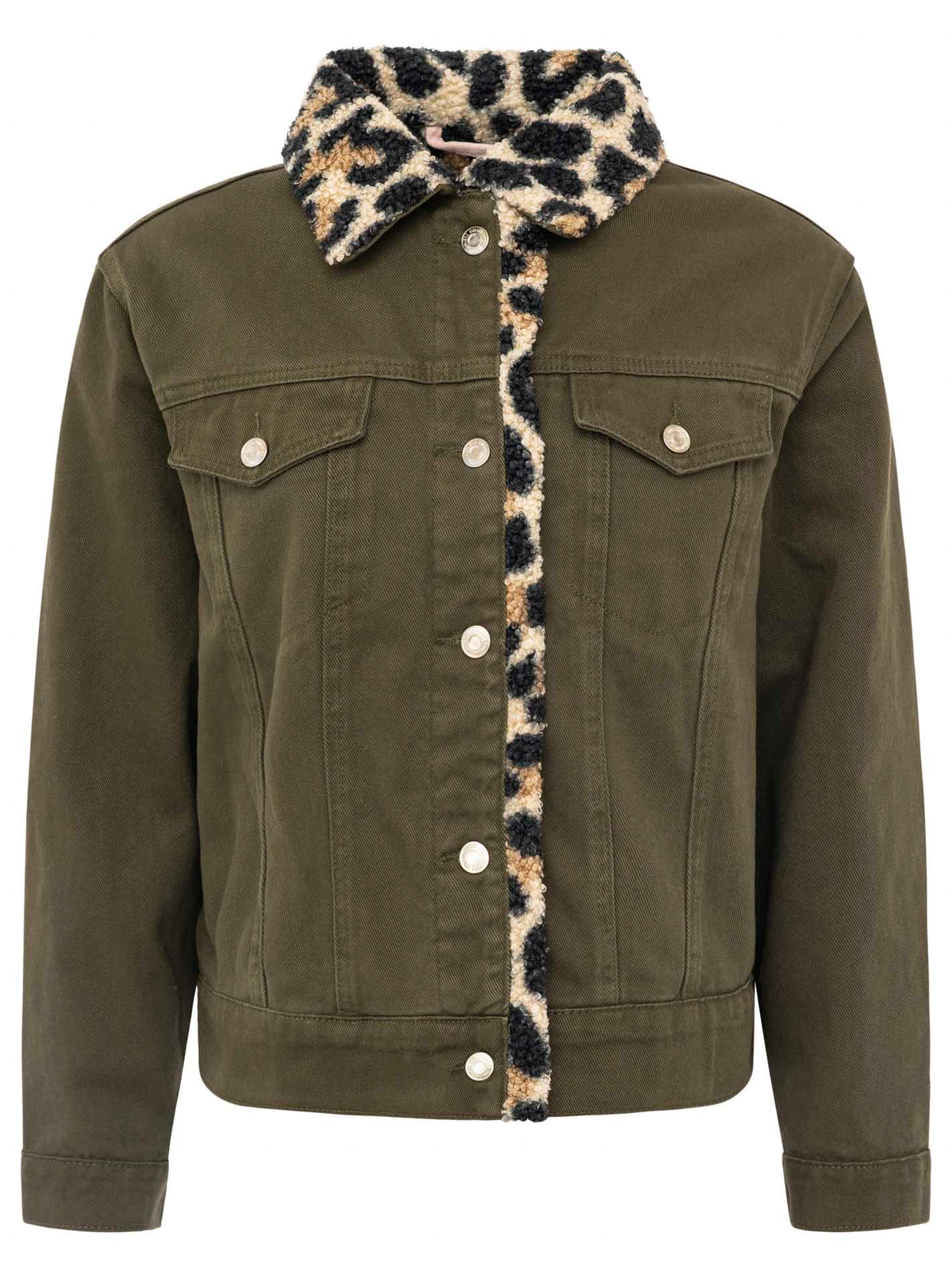 Zwillingsherz - Jeansjacke "Leo Teddy" - Olive