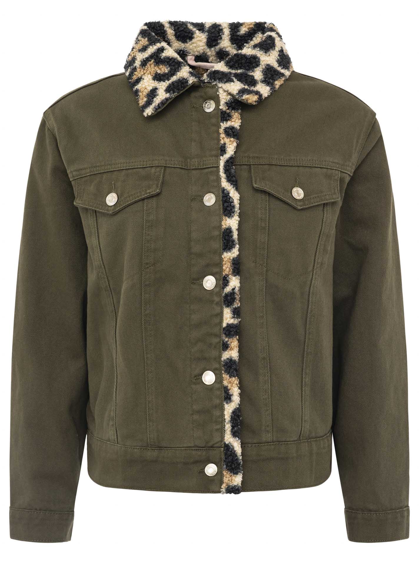 Zwillingsherz - Jeansjacke "Leo Teddy" - Olive