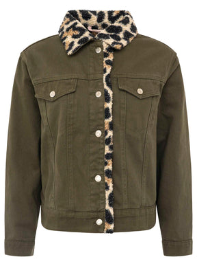 Zwillingsherz - Jeansjacke "Leo Teddy" - Olive