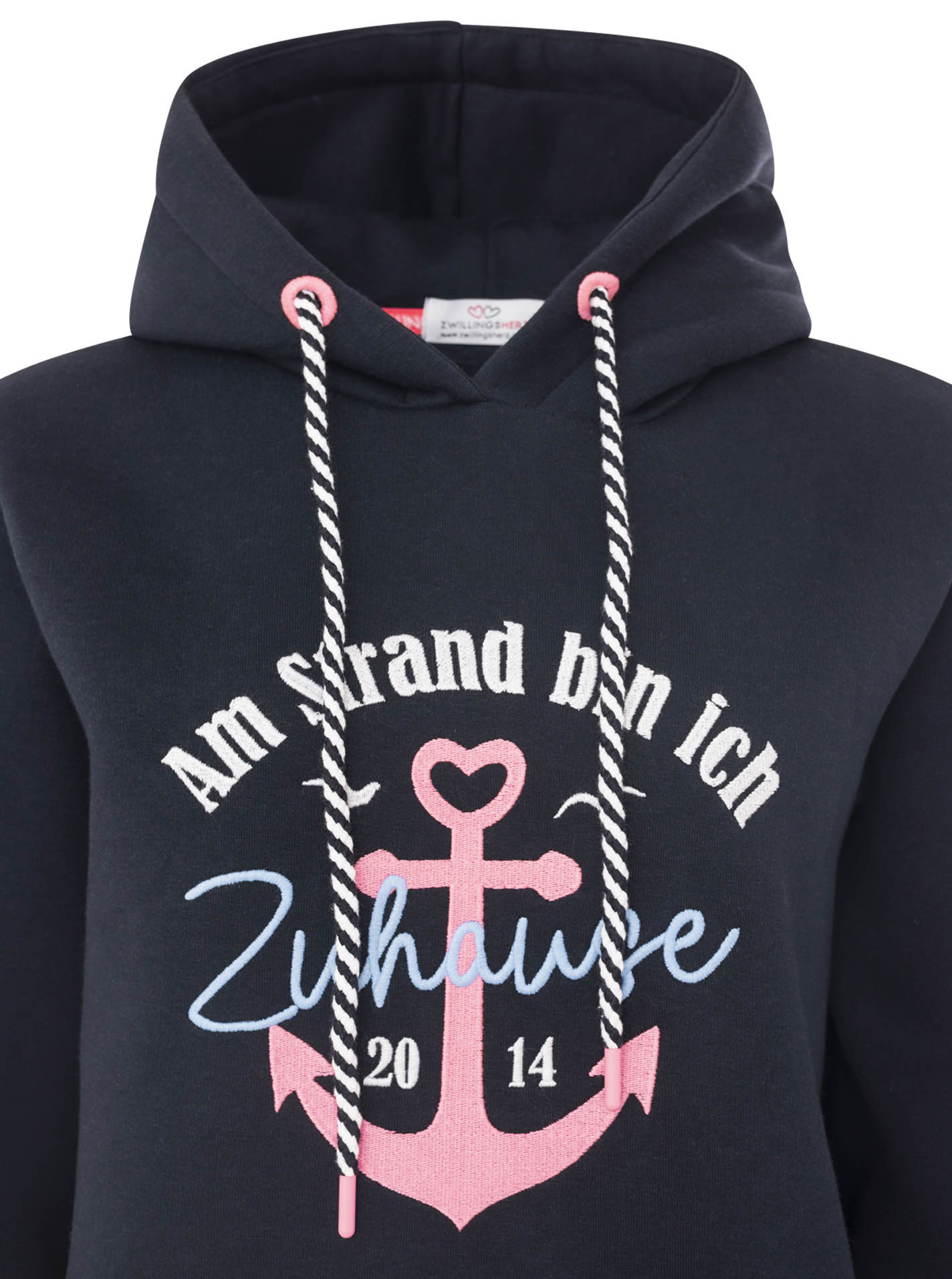 Zwillingsherz - Hoodie "Strand Zuhause" - Marineblau