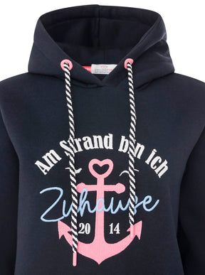 Zwillingsherz - Hoodie "Strand Zuhause" - Marineblau