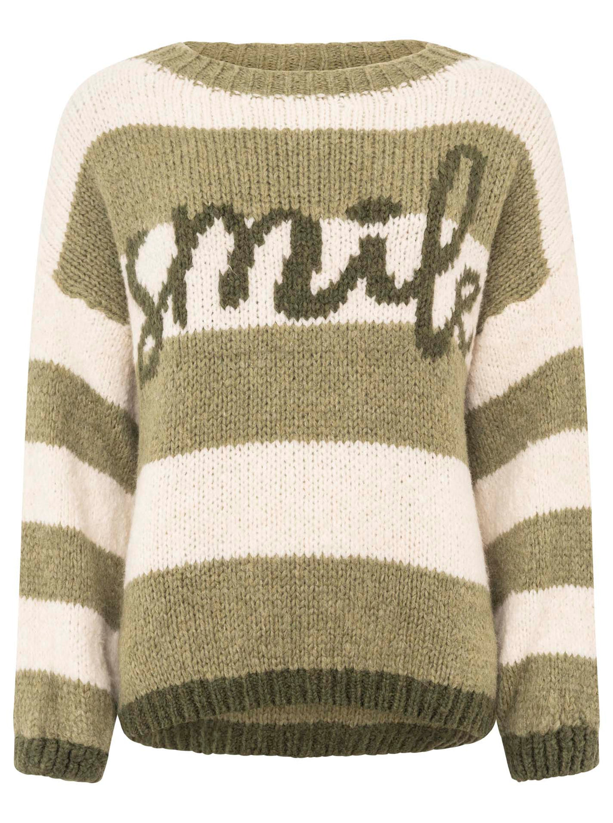 Zwillingsherz Pullover mit Streifen Smile - Khaki