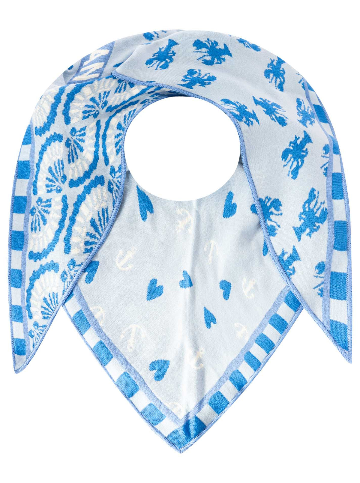 Zwillingsherz Schal/Dreieckstuch "Anker Hummer Herz" - Blau