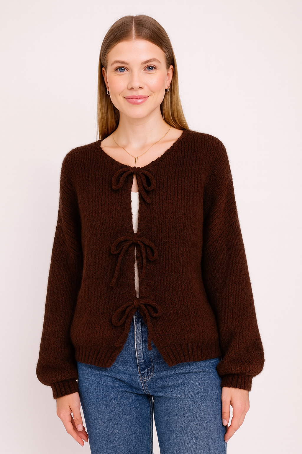 Flair Comfort Style - Cardigan mit Schleifen - Braun