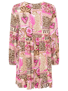 Zwillingsherz - Kleid "Safari Patchwork" - Pink