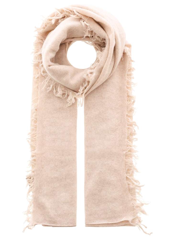 Zwillingsherz 100% Cashmere/Kaschmir Fransenschal - Hellbeige