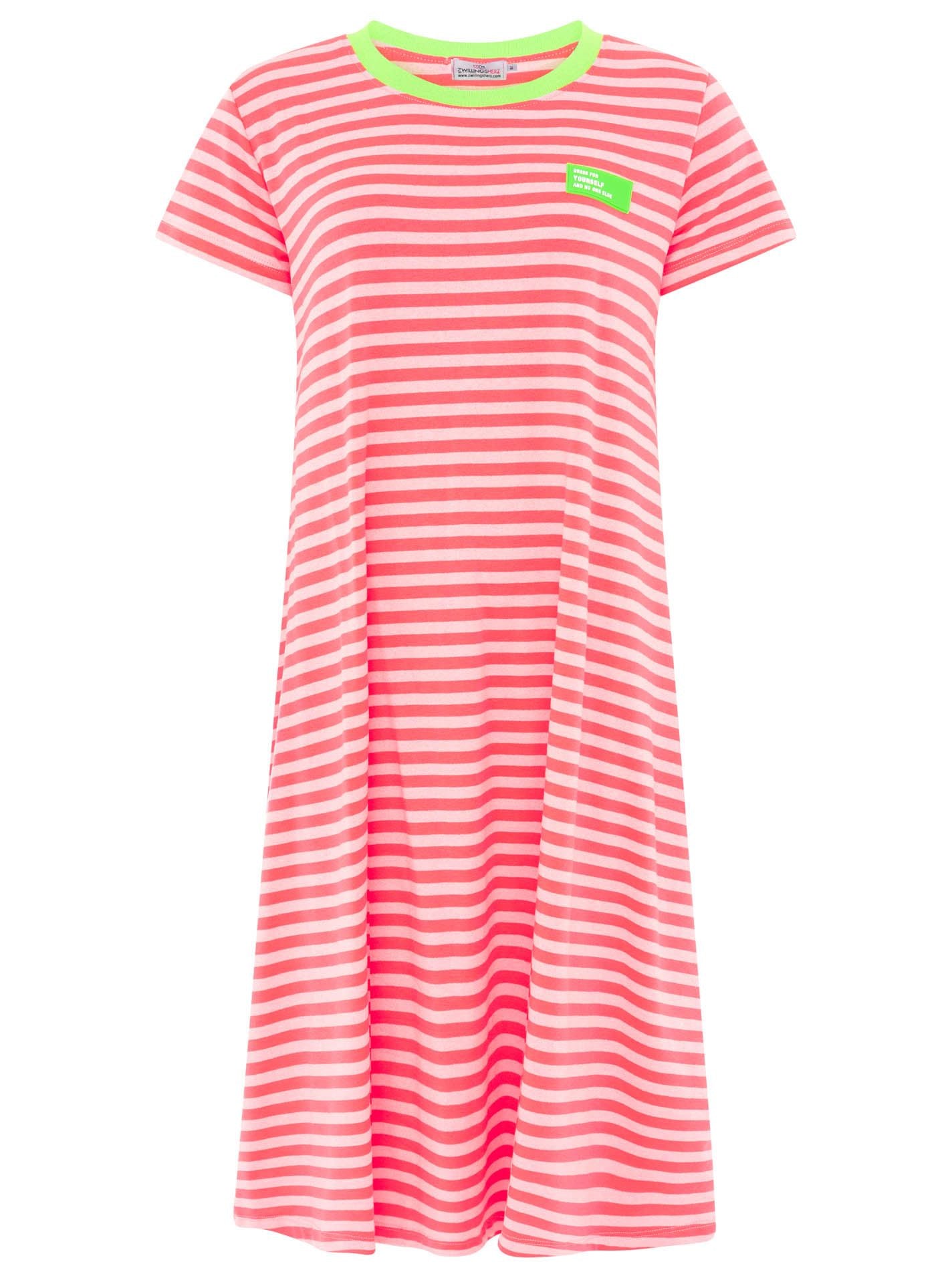 Zwillingsherz - Sweat Kleid "Neon Streifen" - Pink