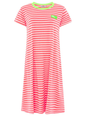 Zwillingsherz - Sweat Kleid "Neon Streifen" - Pink