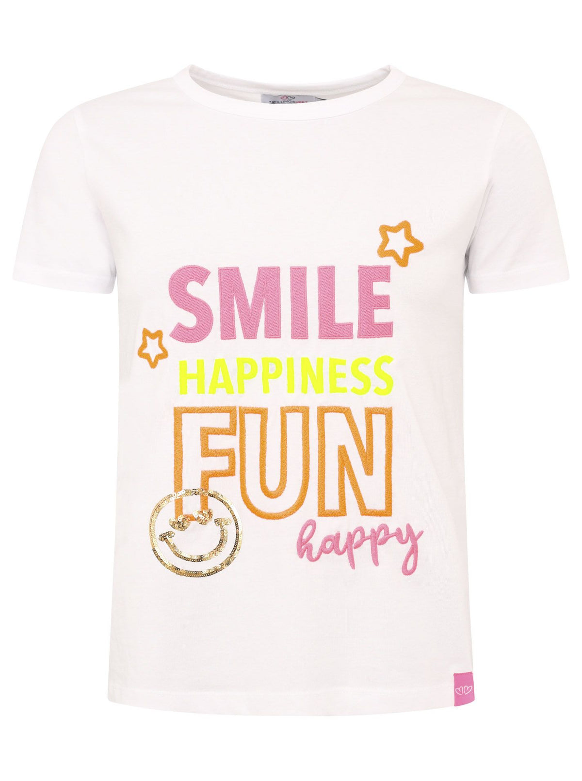 Zwillingsherz - T-Shirt "Smile Happiness Fun" - Weiß/Pink