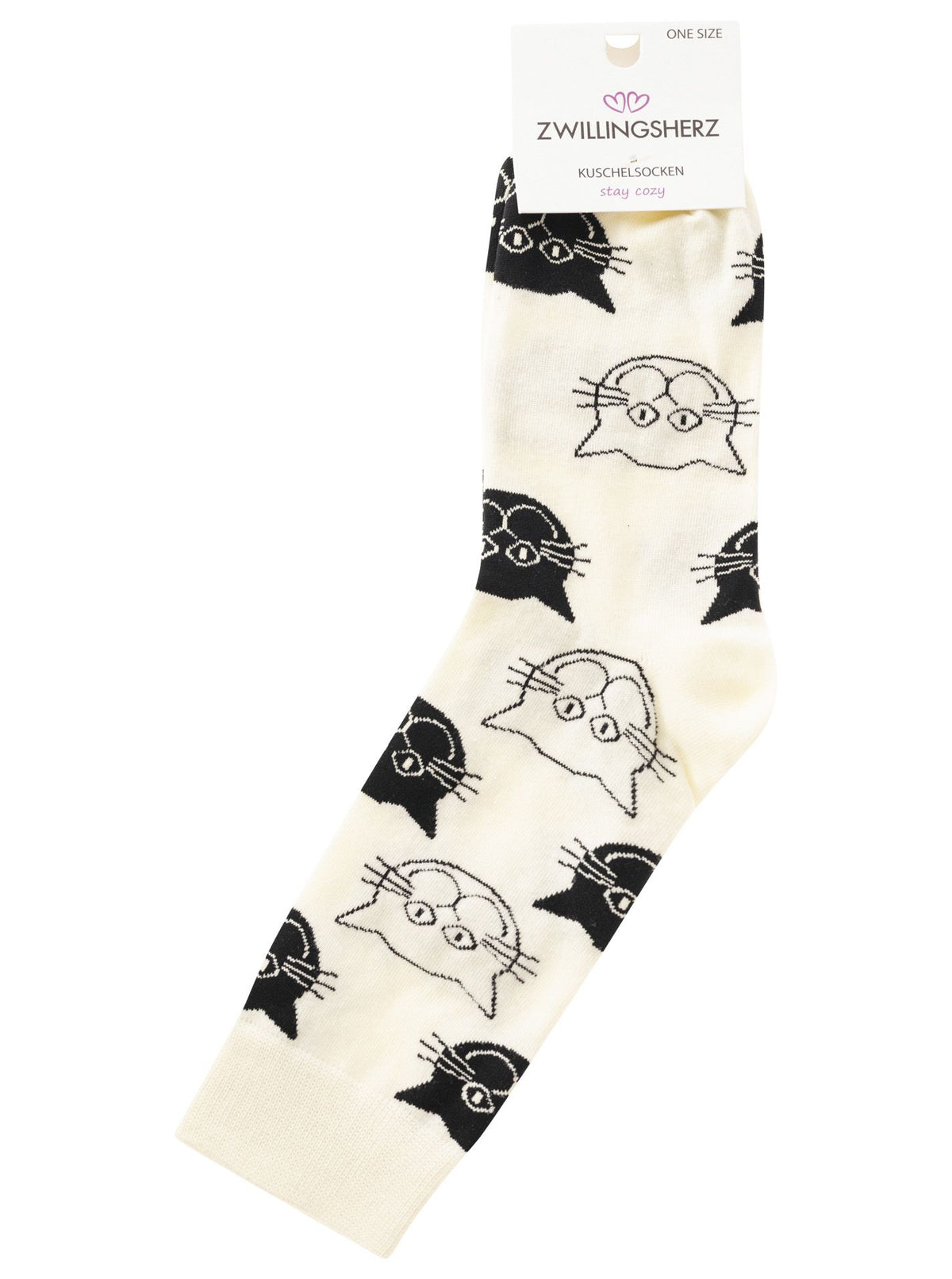 Zwillingsherz - Socken Katze - Beige (1x Paar)