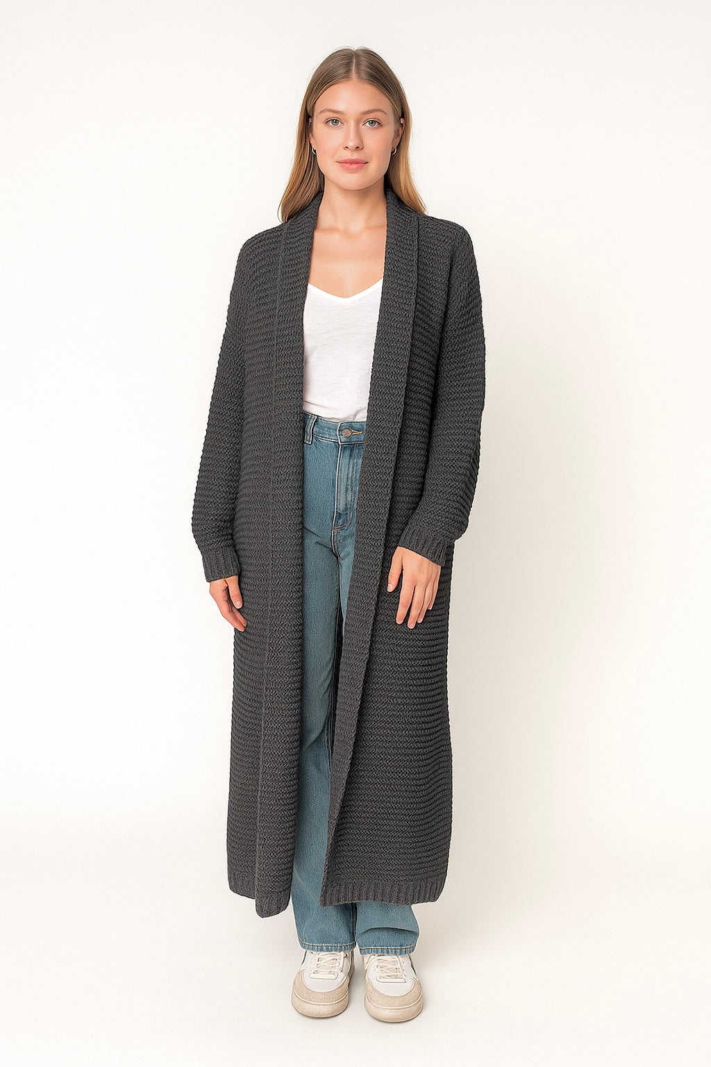 Flair Comfort Style - Strickjacke lang - Dunkelgrau