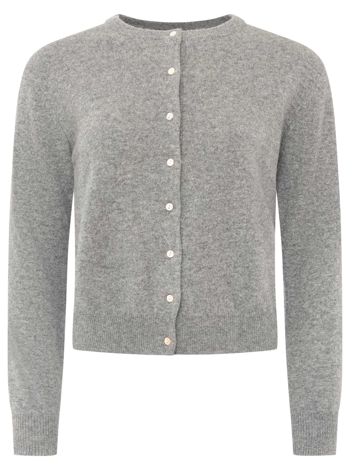 Zwillingsherz Kaschmir Strickjacke Perlmutt (100% Cashmere) - Mittelgrau