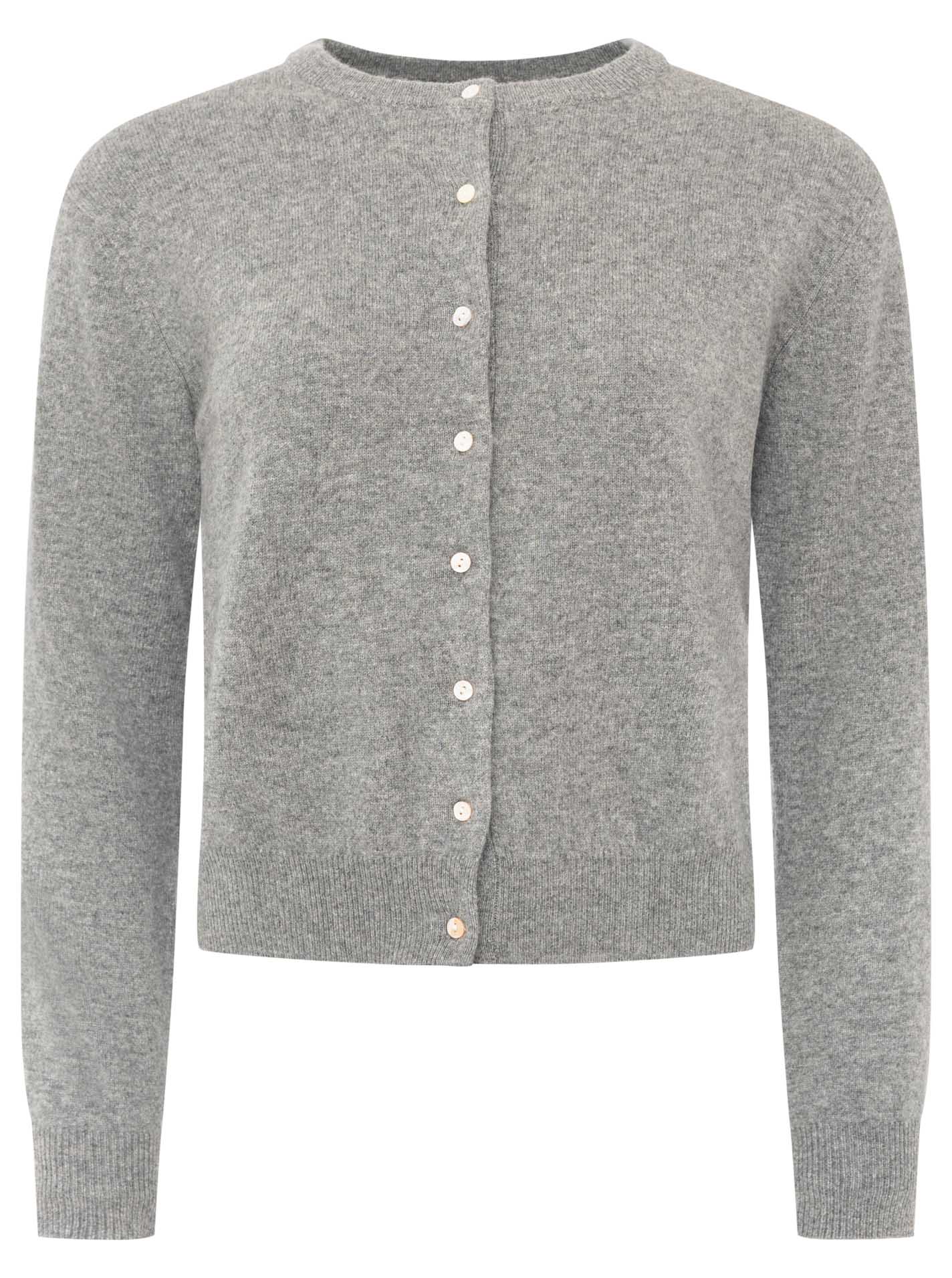 Zwillingsherz Kaschmir Strickjacke Perlmutt (100% Cashmere) - Mittelgrau