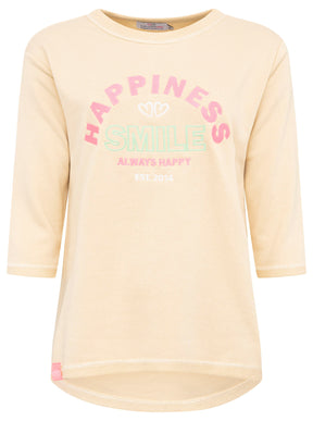 Zwillingsherz -  Sweatshirt 3/4 Arm "Smile Happiness " - Beige