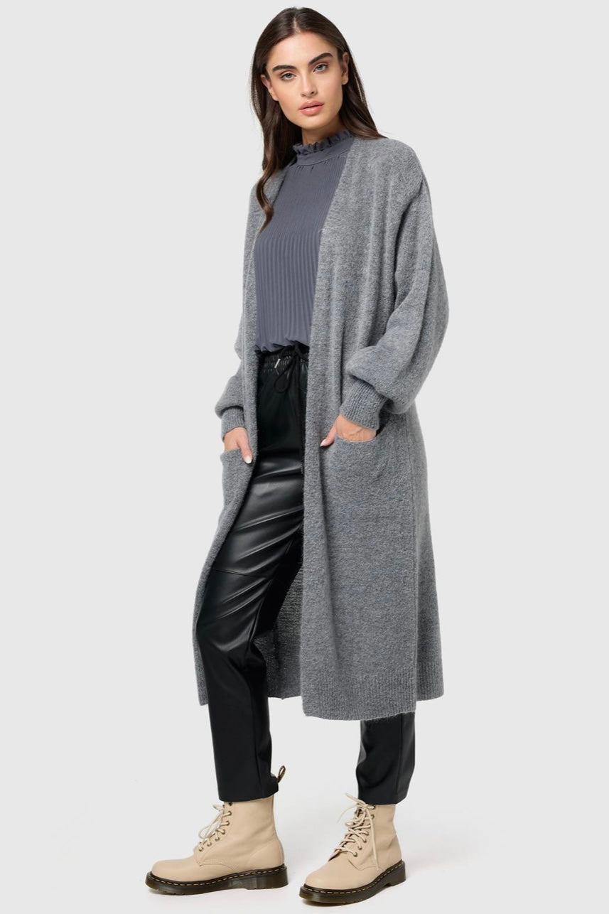Wasabi - Trendig stilvolle Strickjacke - Dunkelgrau