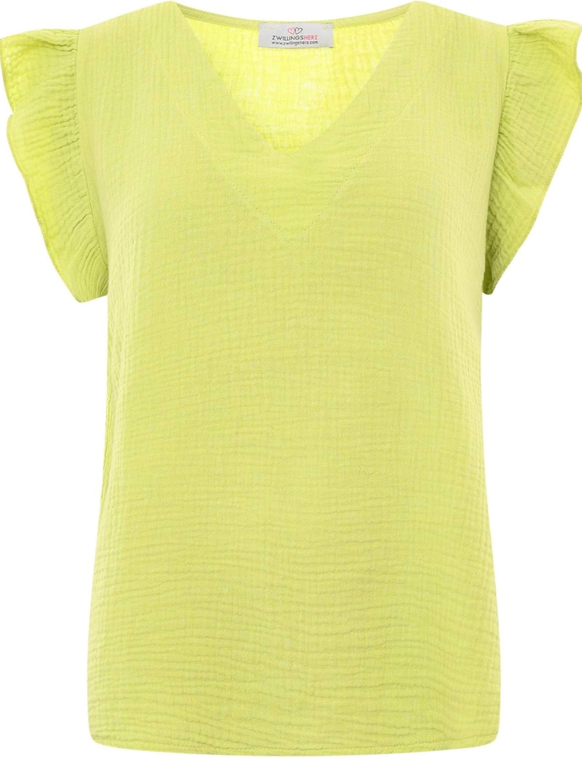 Zwillingsherz Musselin-Bluse Rüschen - Lime