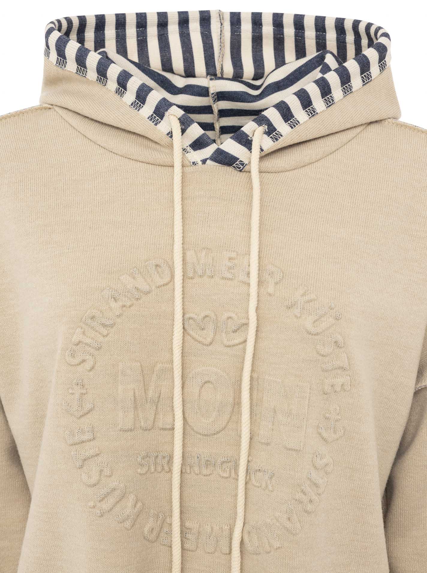 Zwillingsherz Doubleface Hoodie "Moin & Streifen" - Beige