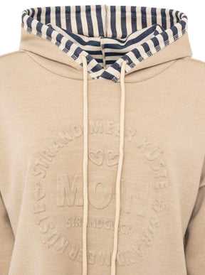 Zwillingsherz Doubleface Hoodie "Moin & Streifen" - Beige
