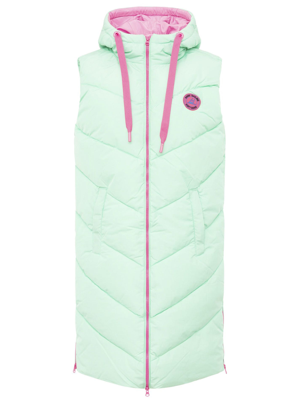 Steppweste mit Kapuze (Neu) - Mint/Pink