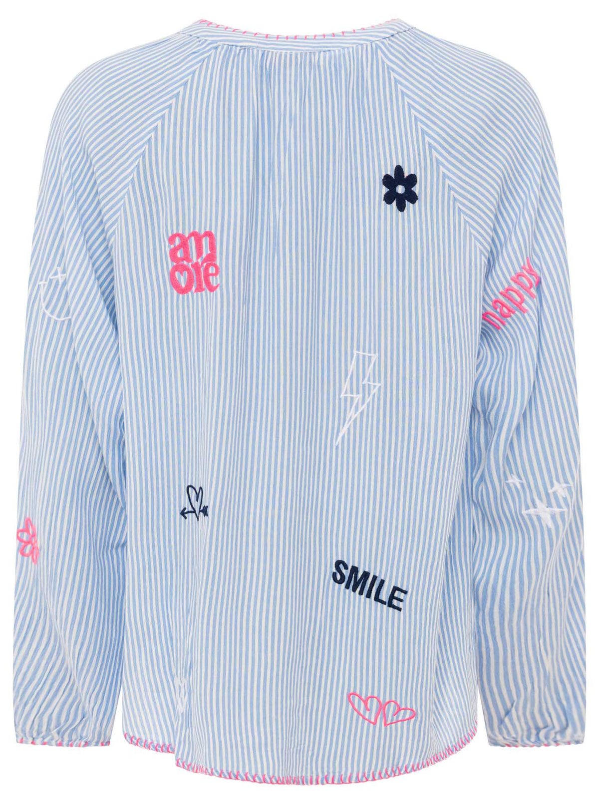 Zwillingsherz - Bluse V-Ausschnitt "Smile & Amore" - Blau