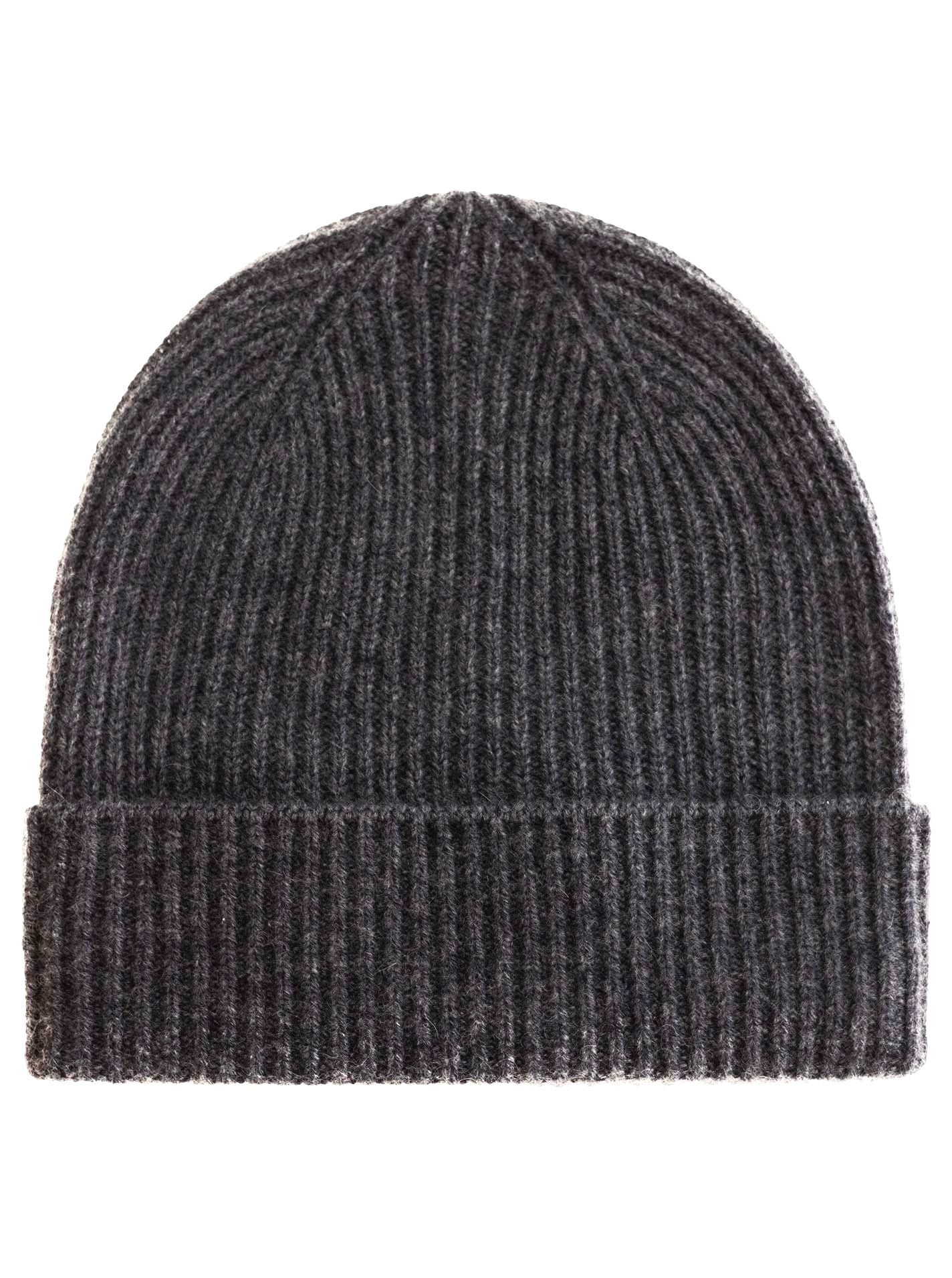 Zwillingsherz Damen Kaschmir-Rippstrick-Mütze (100% Cashmere) - Anthrazit