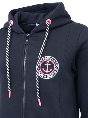 Zwillingsherz - Kapuzen-Sweatjacke Hoodiemantel "Moin Meer Glück - Heimat" - Dunkelblau (NEU)
