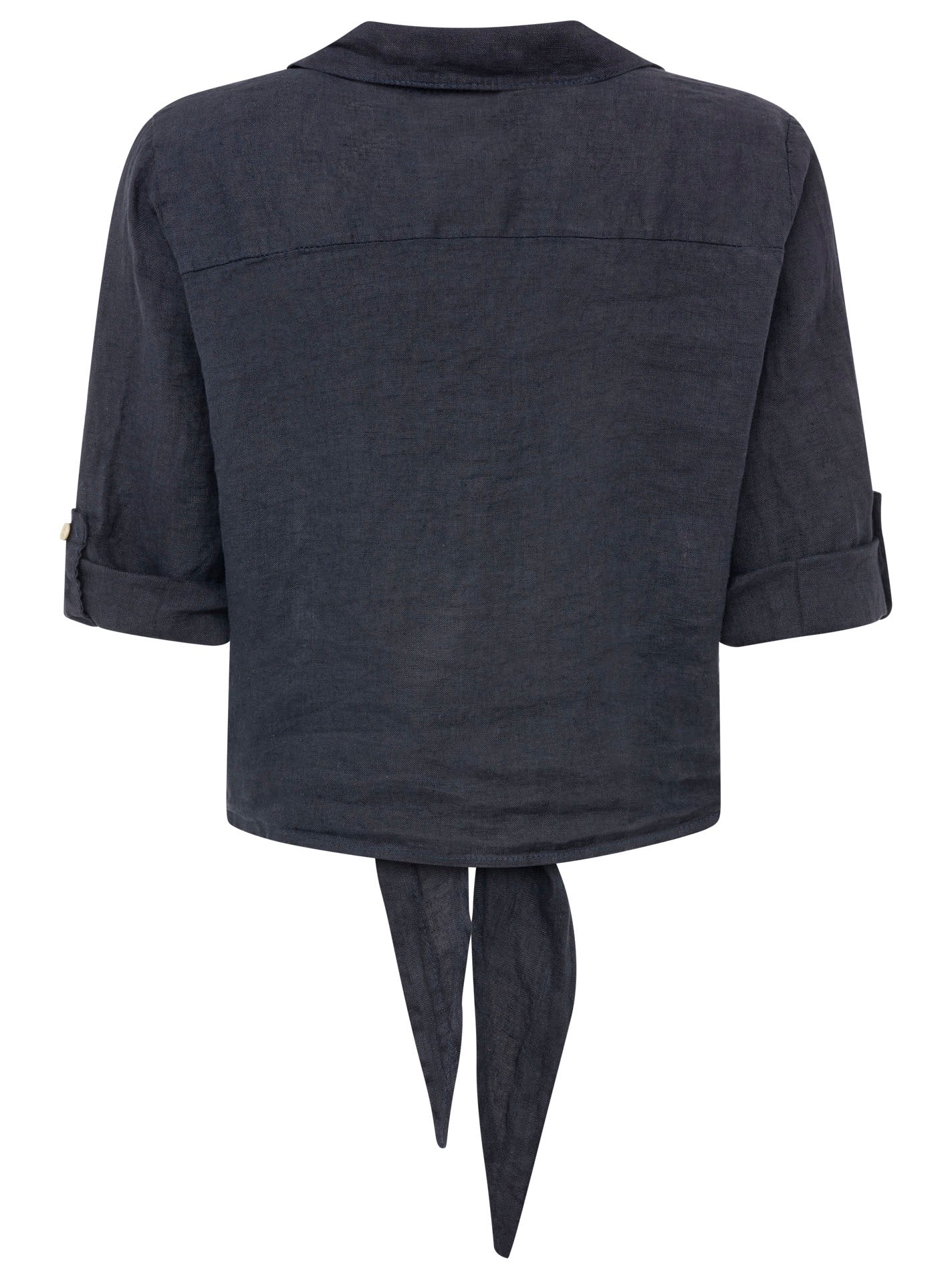 Zwillingsherz - 100% Leinen Bluse mit Knopfleiste - Marine