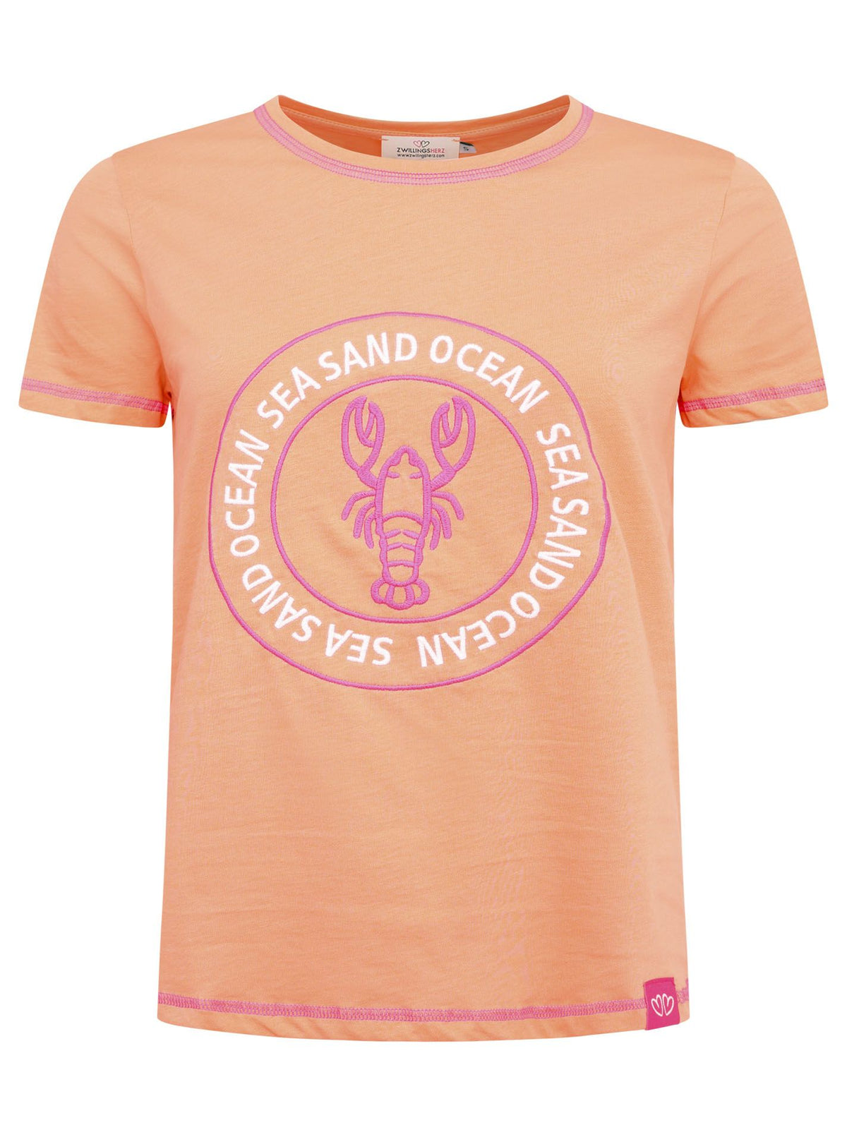 Zwillingsherz - T-Shirt "Sea Sand Ocean" - Orange/Pink