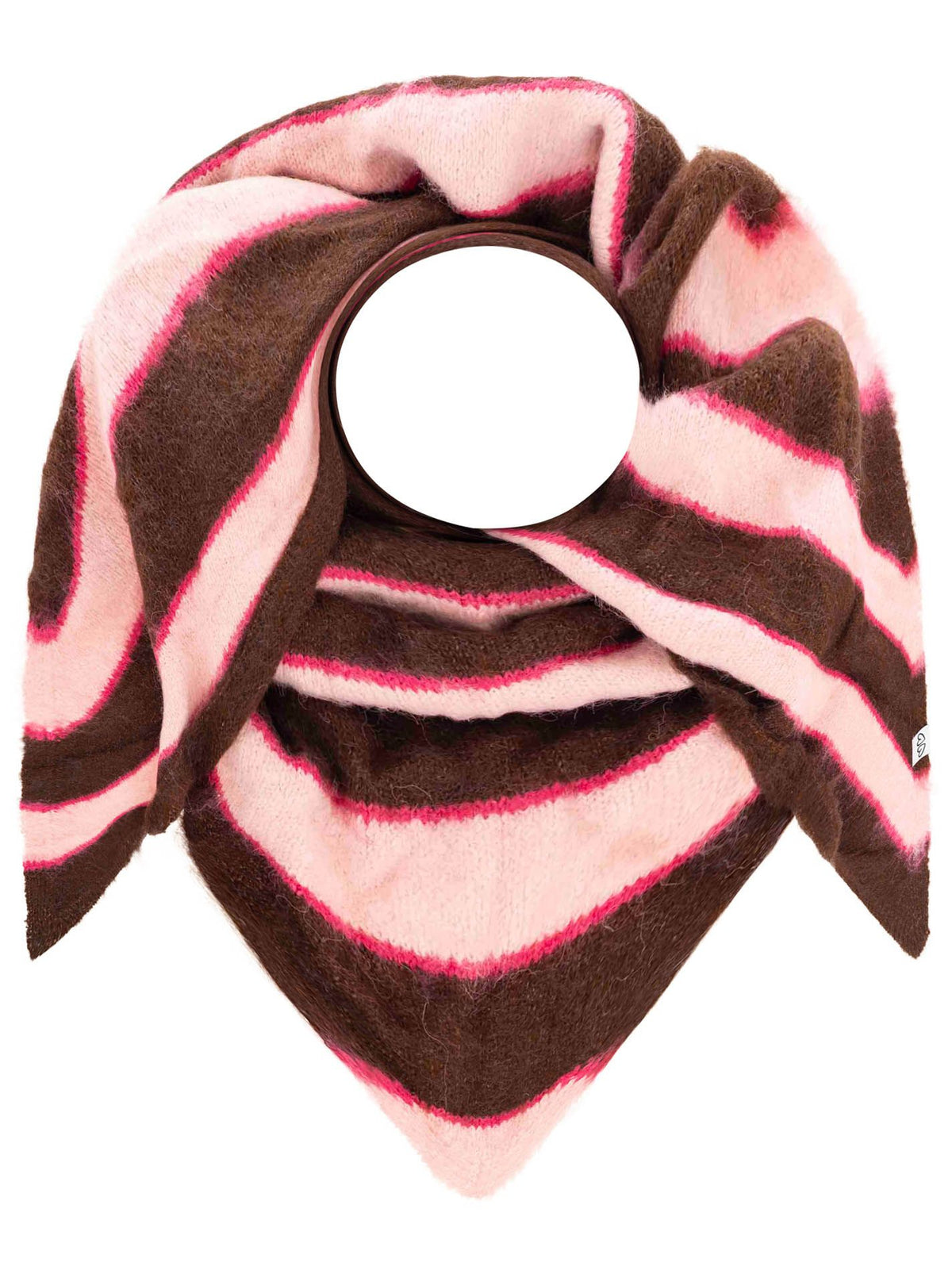 Zwillingsherz - Dreieckstuch Strick "Fluffy Stripe" - Braun
