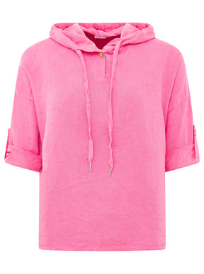 Zwillingsherz - Leinen Kapuzenbluse "Sommer" - Pink